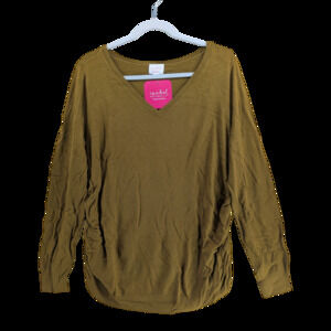 Ingrid Isabel Maternity Sweater Knit VNeck Size XS Long Sleeves Olive Green